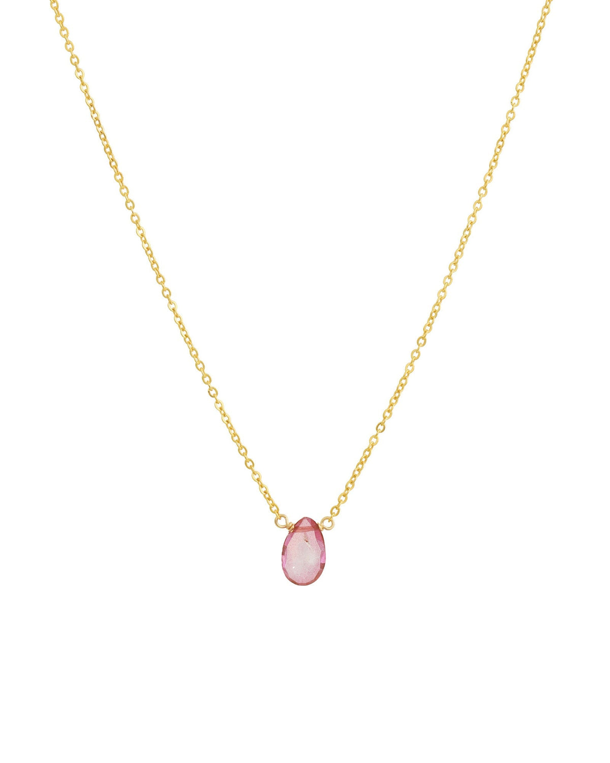 Pink Topaz Pear Cable Chain Necklace | 6mm