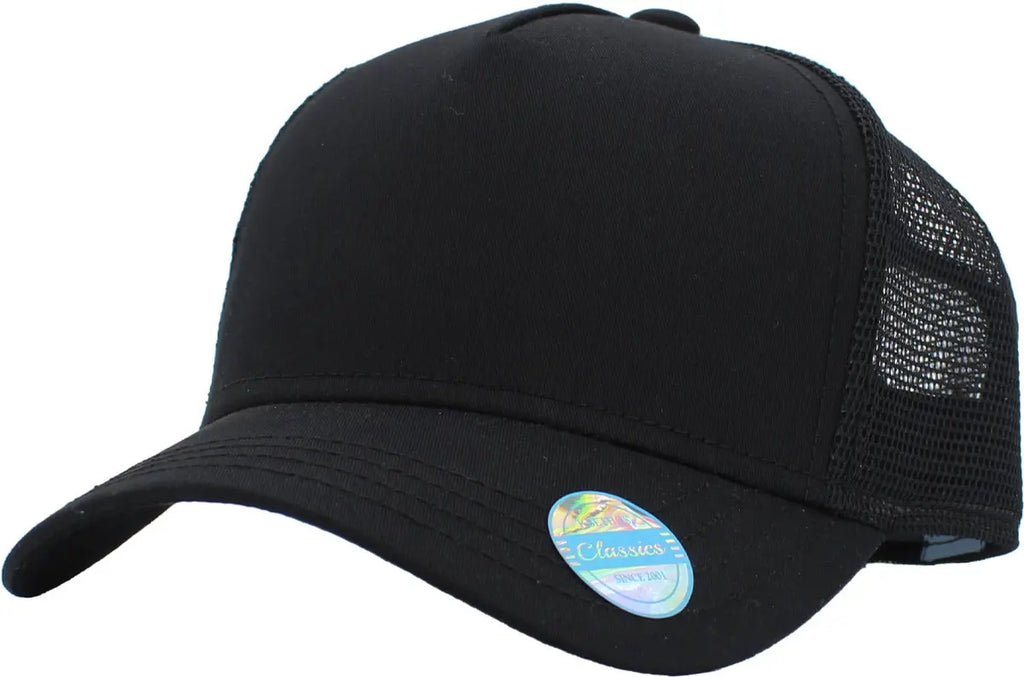 Black Classic 5 Panel Mesh Back