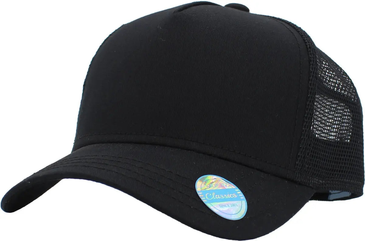 Black Classic 5 Panel Mesh Back