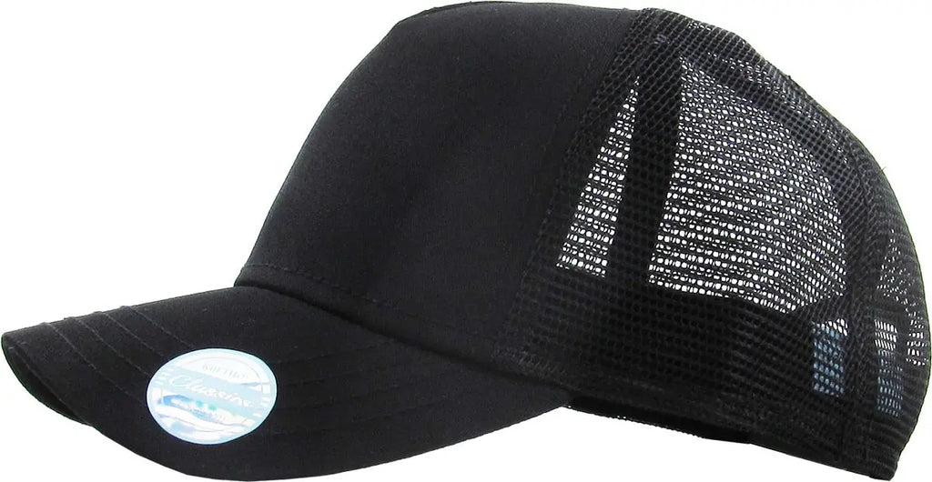 Black Classic 5 Panel Mesh Back