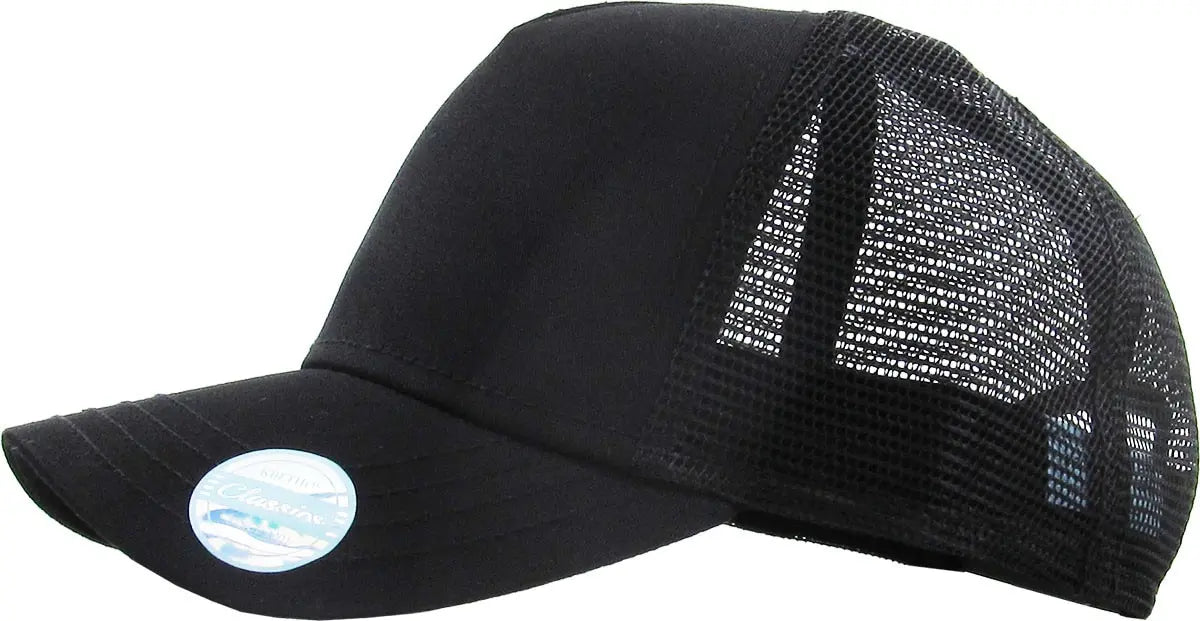 Black Classic 5 Panel Mesh Back