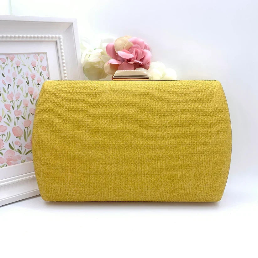 Yellow Fabric Case Clutch Bag