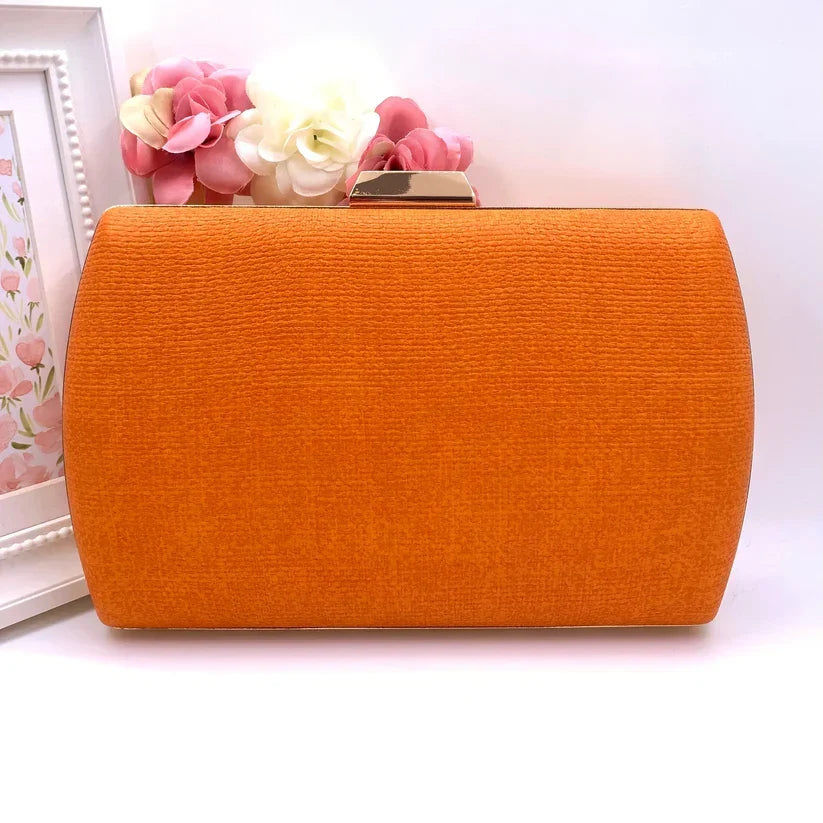Orange Fabric Case Clutch Bag