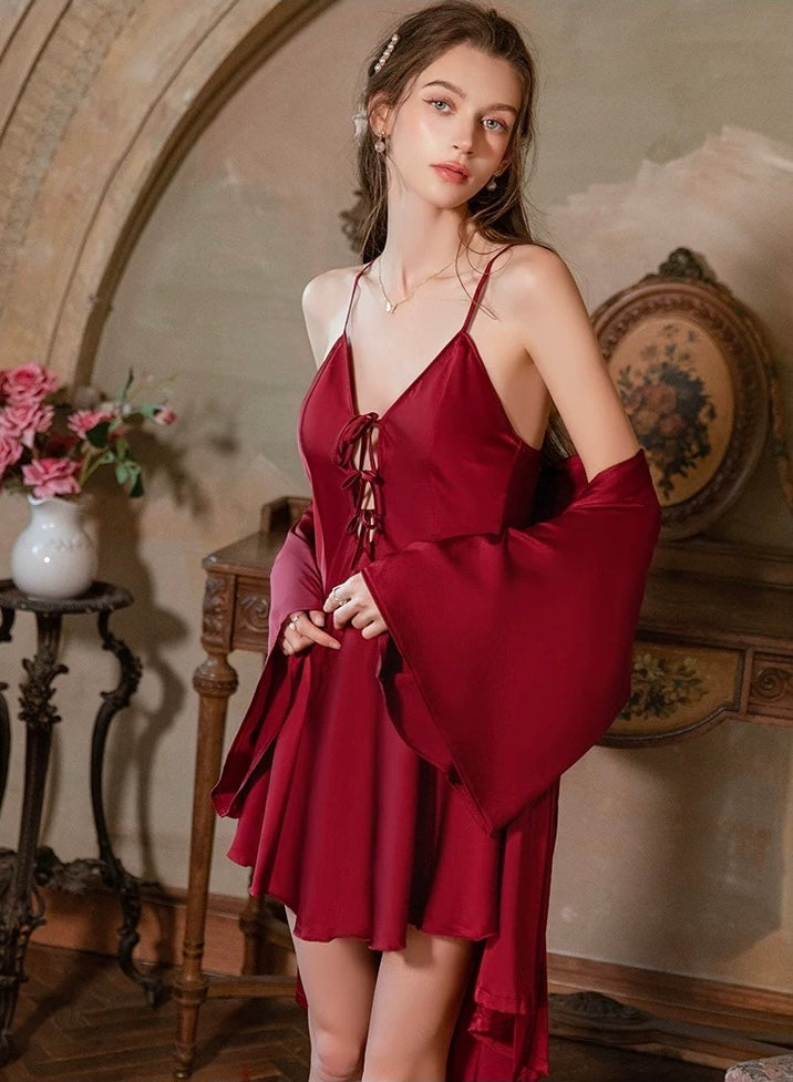 Malin Padded Tie String Nightdress (Red)