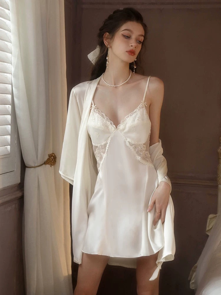 Sabrina Padded Lace Trim Nightdress (Cream)