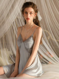 Sabrina Padded Lace Trim Nightdress (Blue)