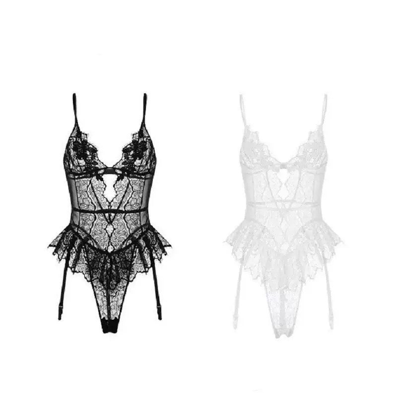 Madison Lace Sexy Bodysuit Lingerie (White)
