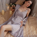 Ollie Lace Trim Padded Nightdress Set (Purple)