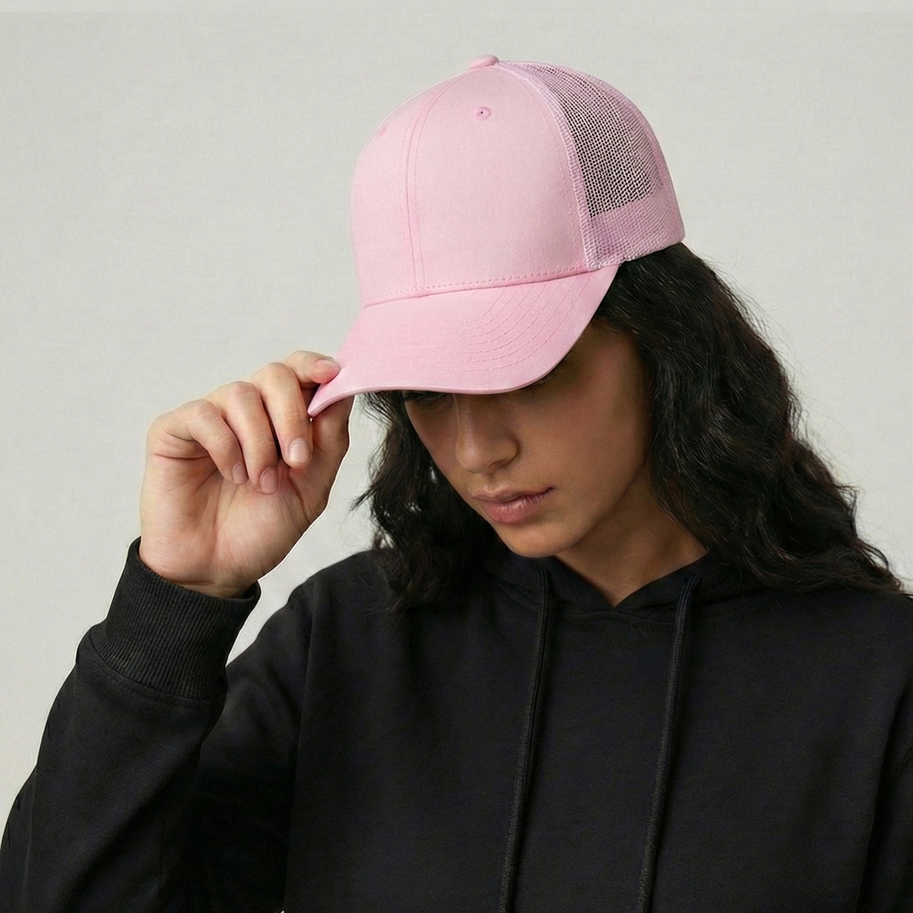 Light Rose Monochrome Classic 6 Panel Mesh Back