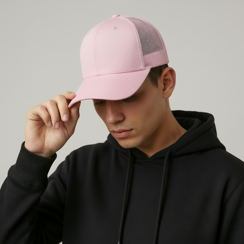Light Rose Monochrome Classic 6 Panel Mesh Back