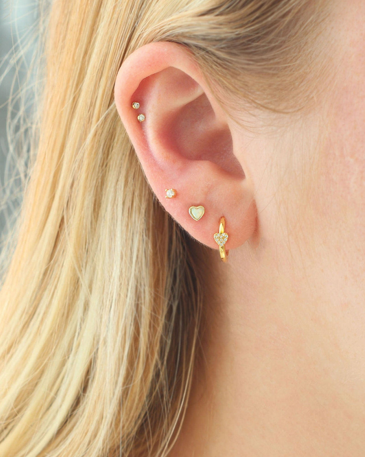 Opal Heart Stud Earrings