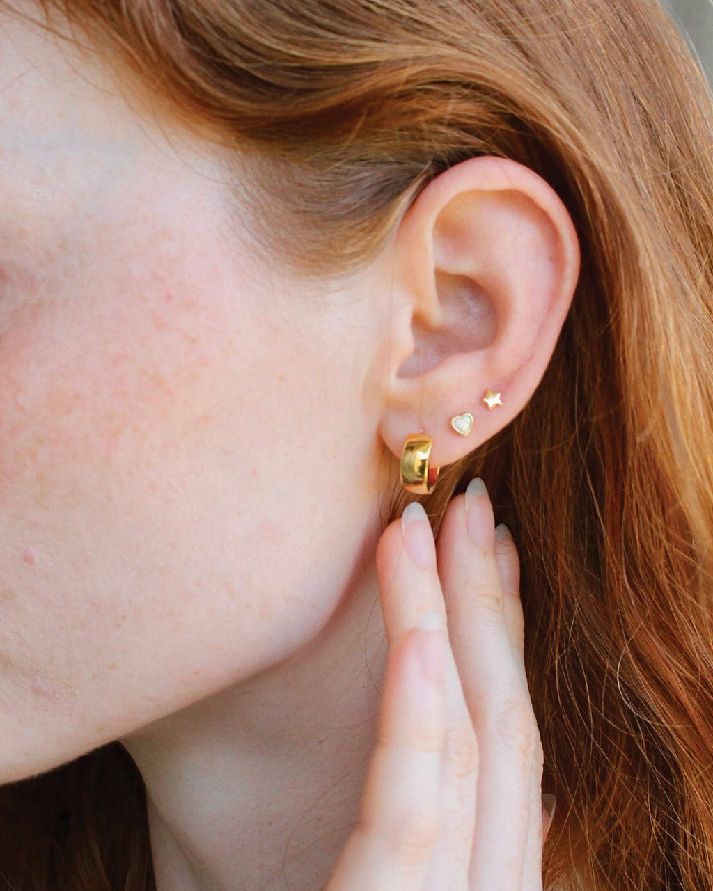 Opal Heart Stud Earrings