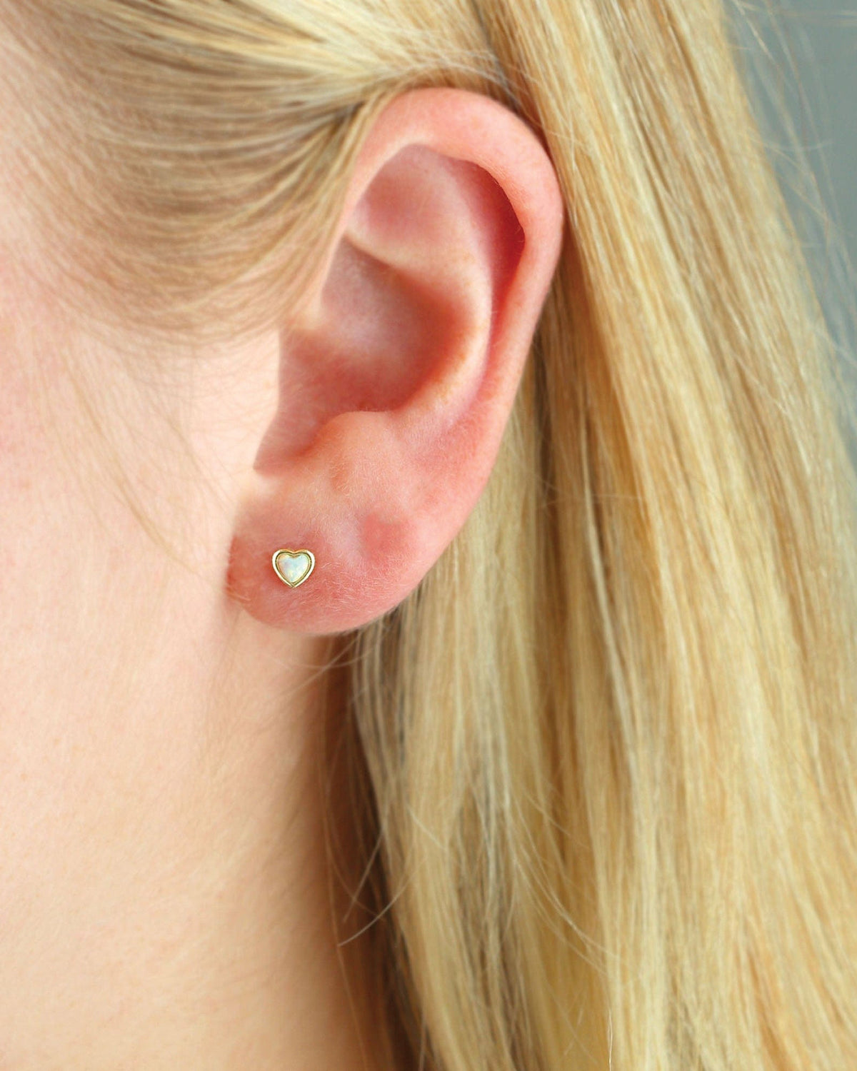 Opal Heart Stud Earrings