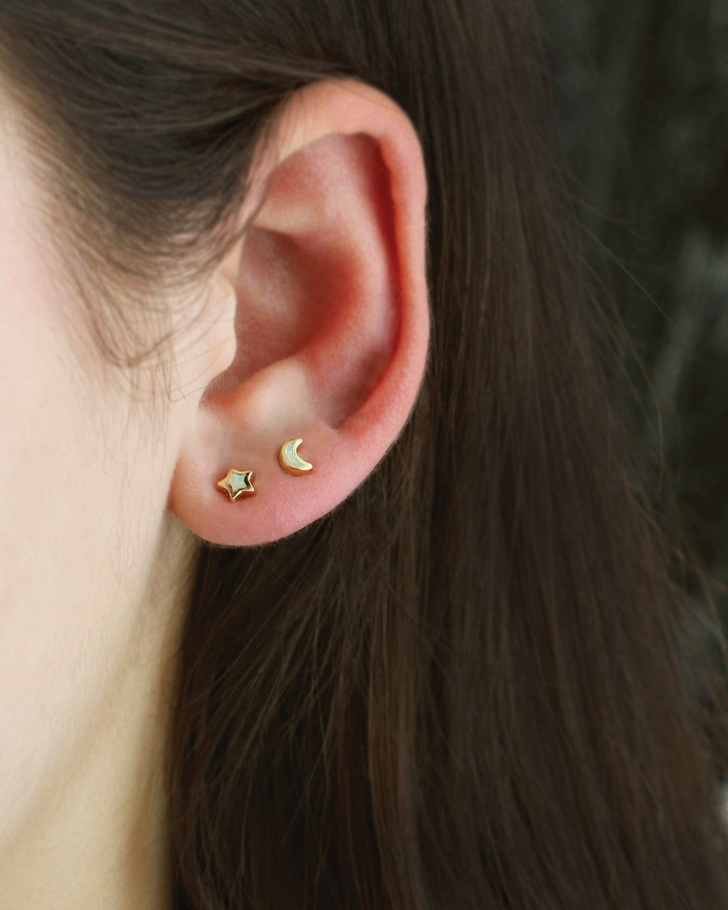Opal Star + Moon Stud Earrings