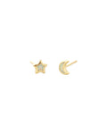Opal Star + Moon Stud Earrings
