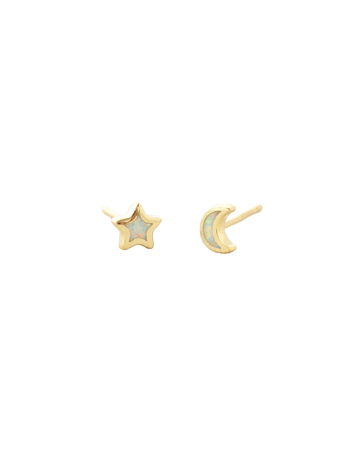 Opal Star + Moon Stud Earrings