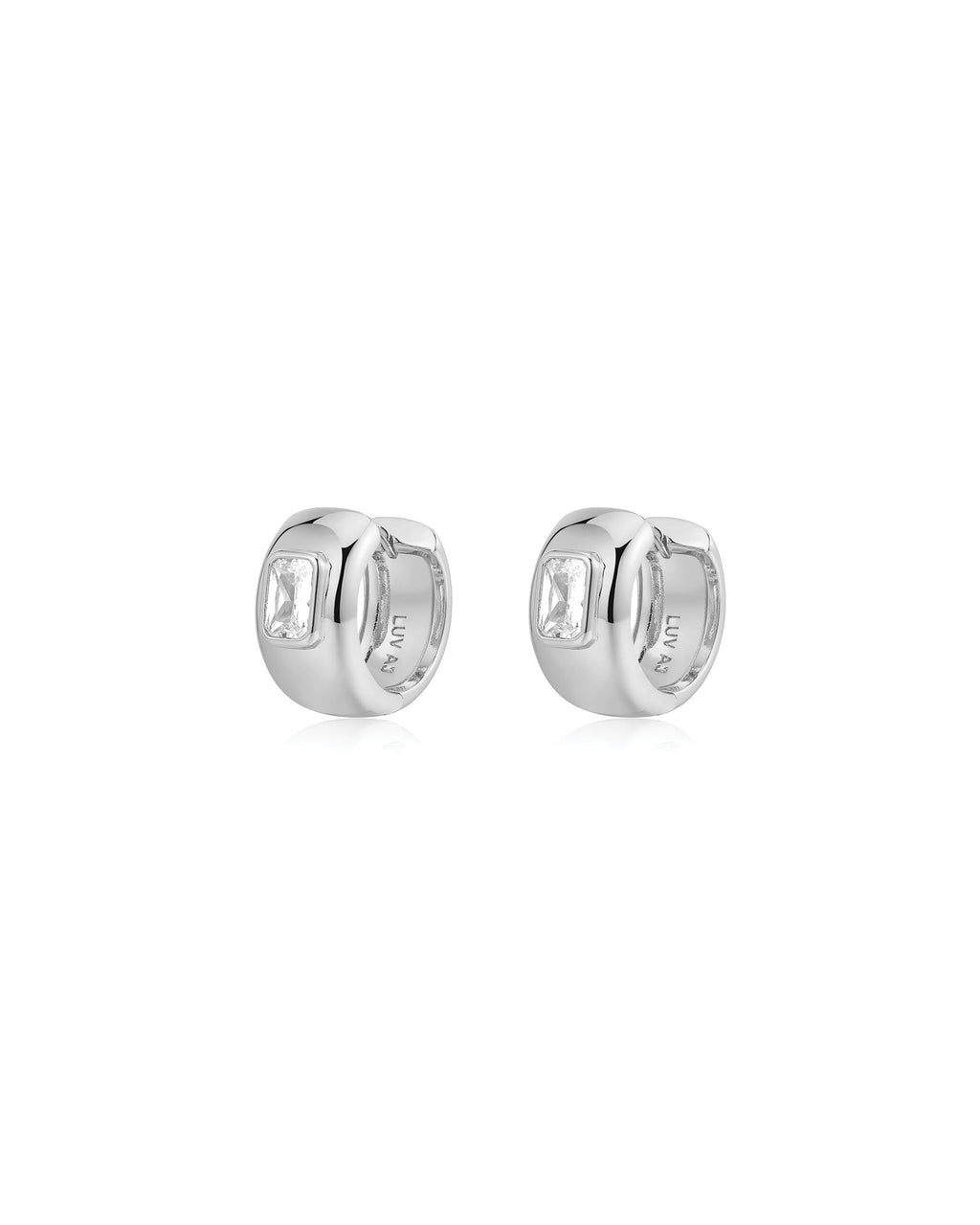 Emerald Bezel Stone Huggies