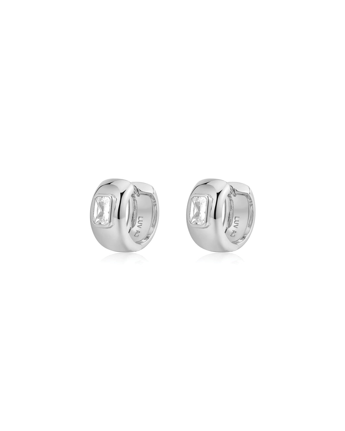 Emerald Bezel Stone Huggies