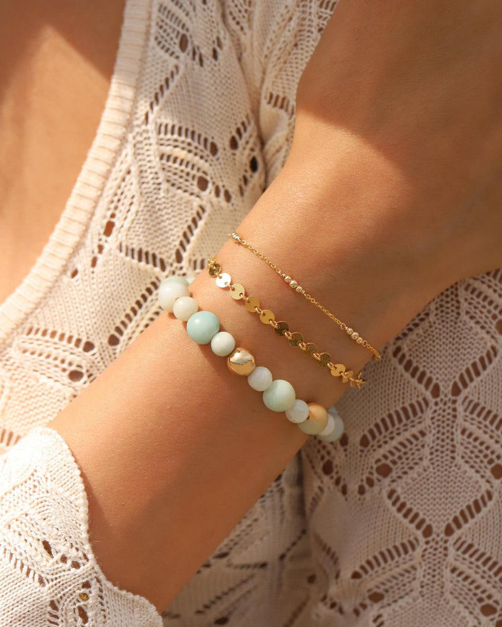 Amazonite Stone Stretch Bracelet | Small