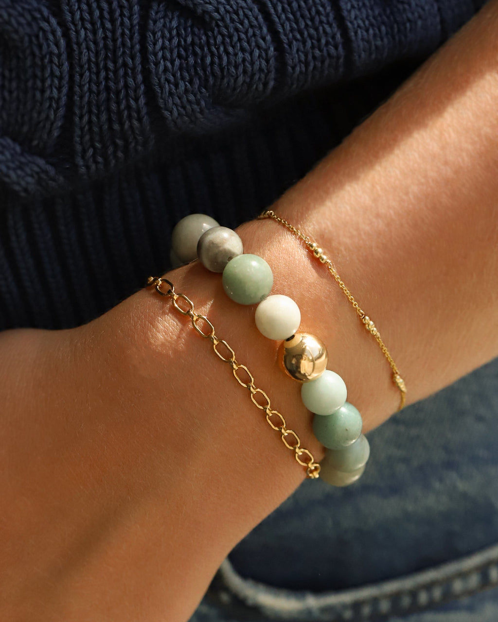 Amazonite Stone Stretch Bracelet | Large