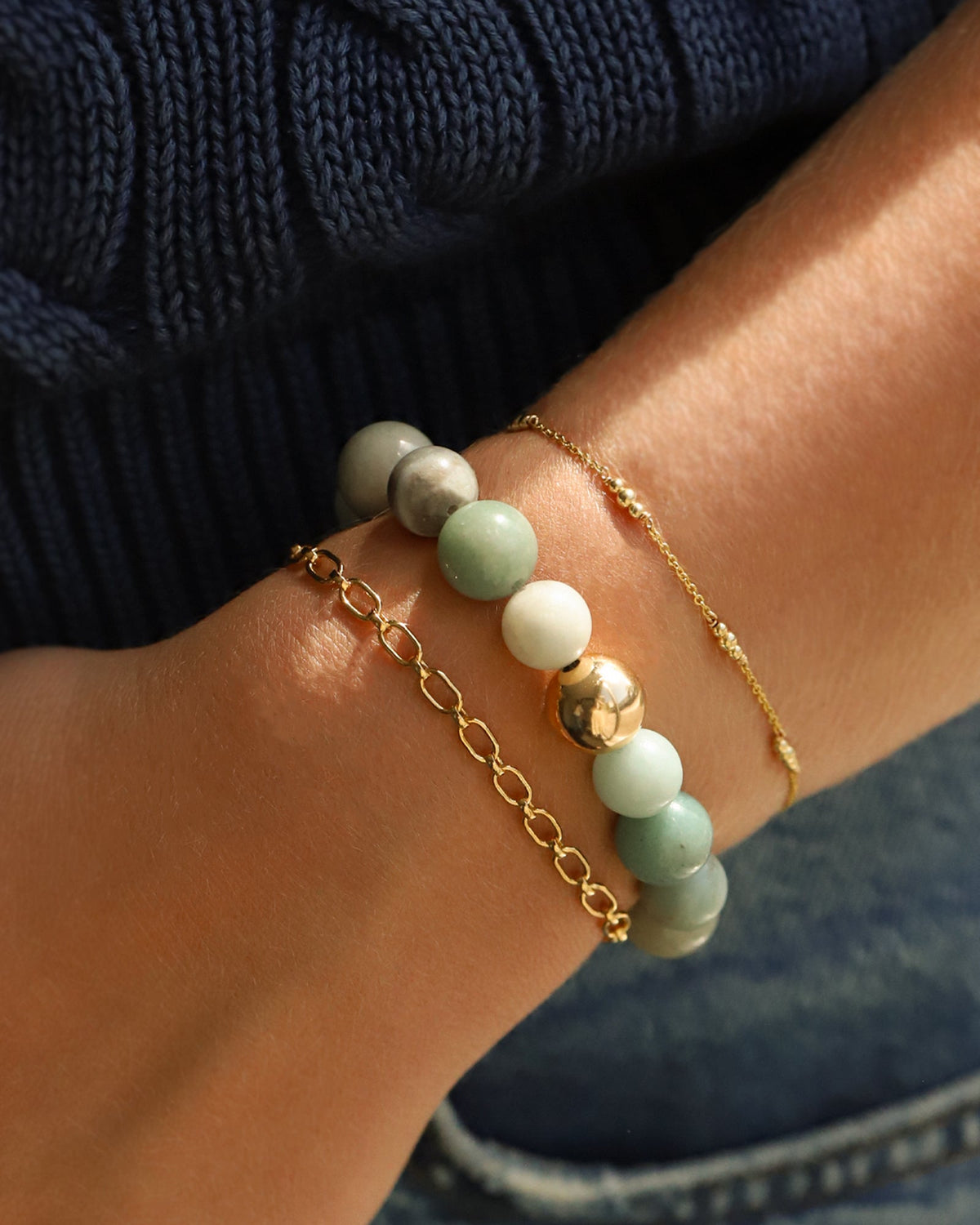 Amazonite Stone Stretch Bracelet | Large