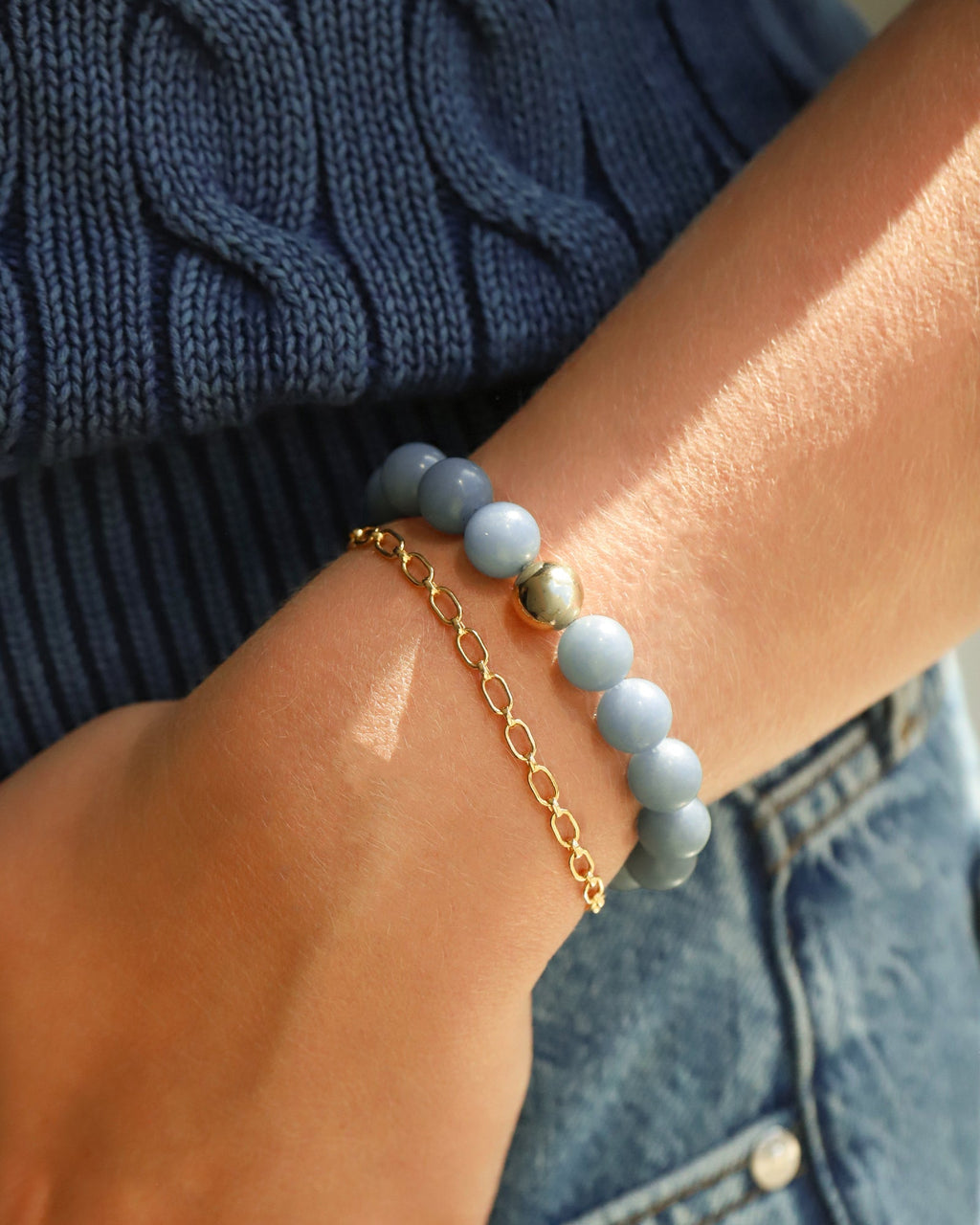 Angelite Stone Stretch Bracelet