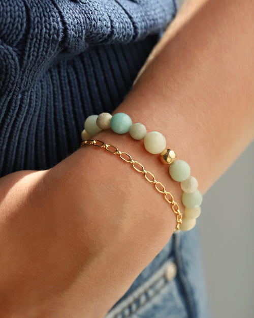 Amazonite Faceted Stone Stretch Bracelet