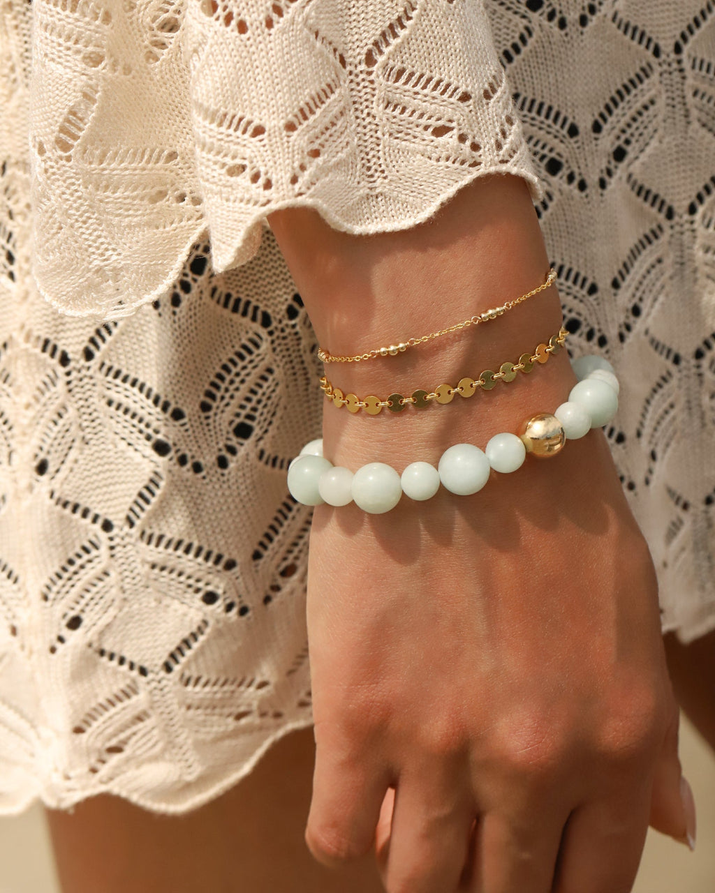 Aquamarine Stone Stretch Bracelet