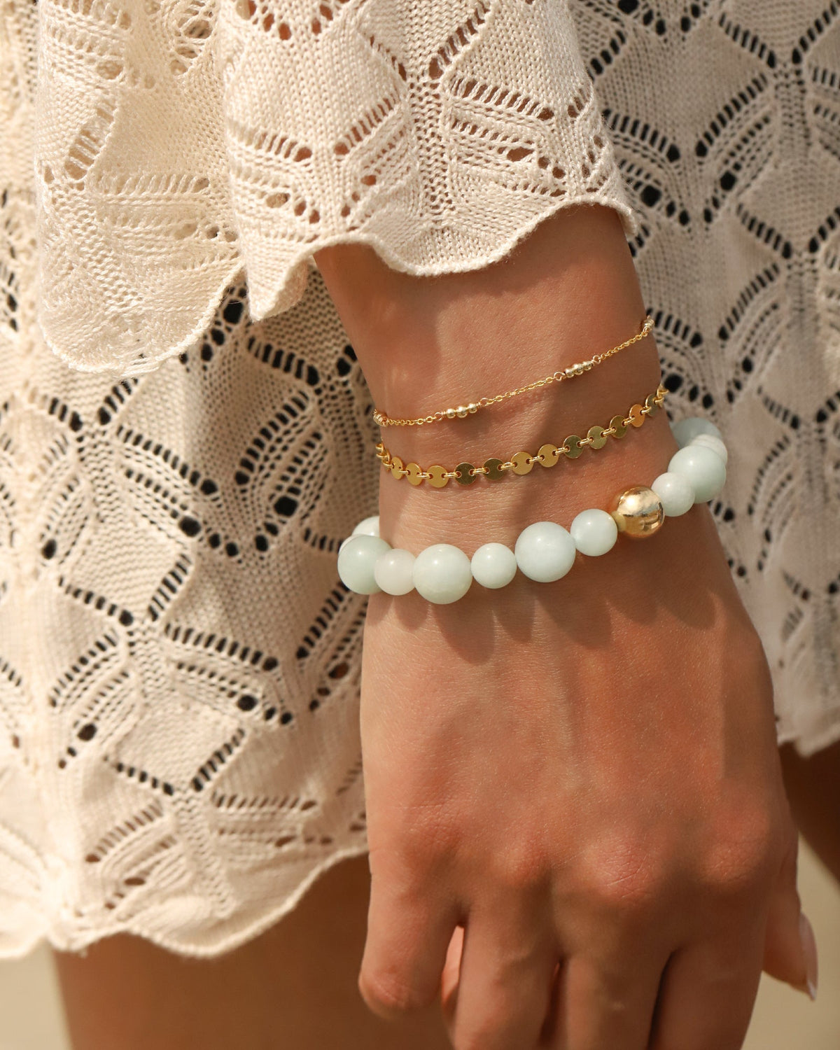 Aquamarine Stone Stretch Bracelet