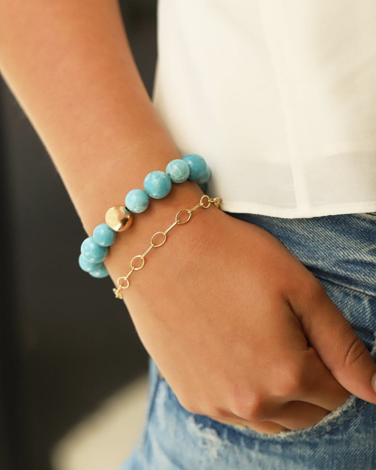 Larimar Stone Stretch Bracelet