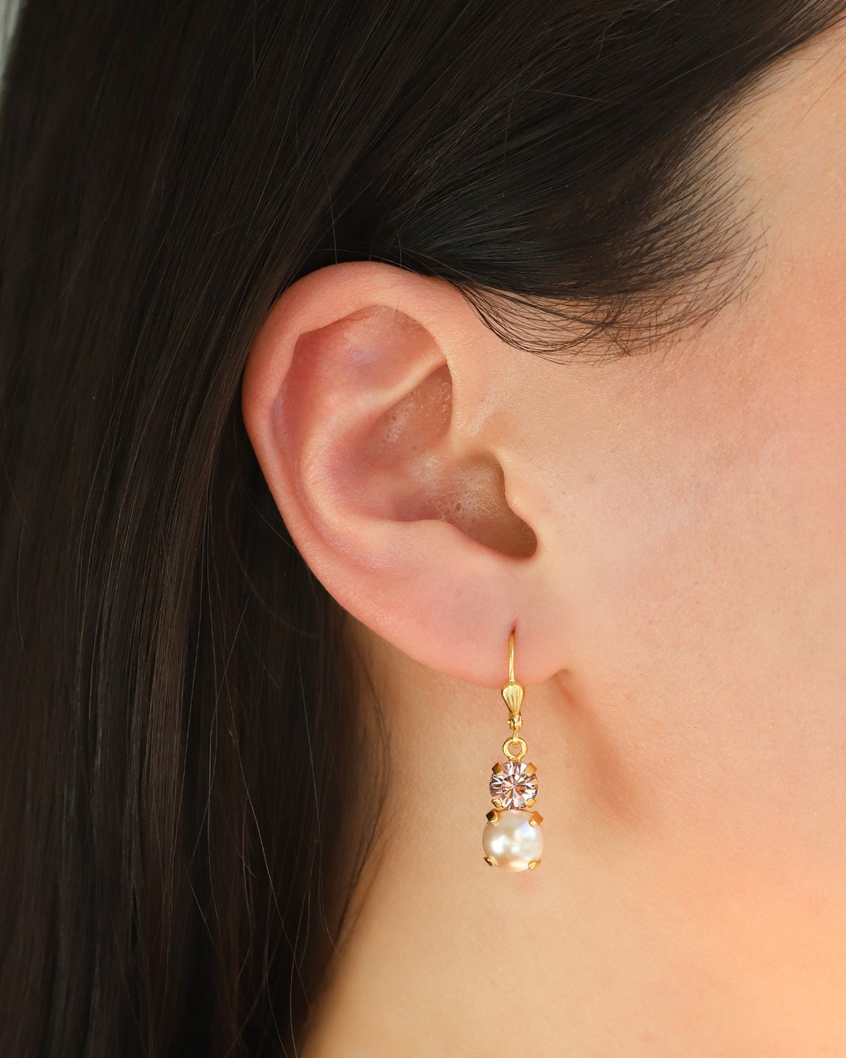 Graduated Round Crystal & Pearl Hooks