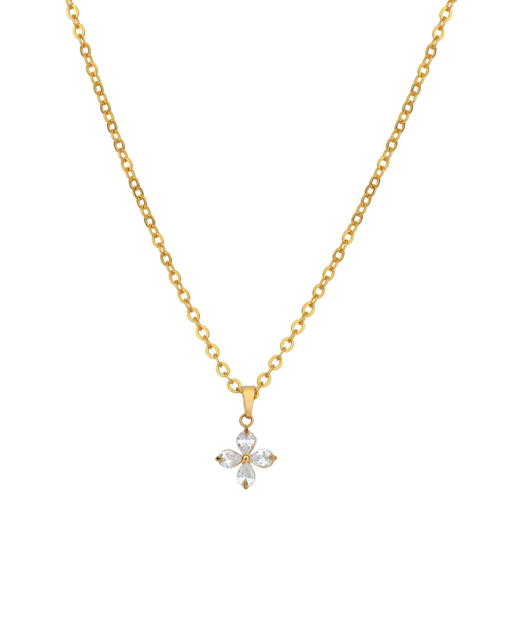 Lotus Flower Four Crystal Necklace