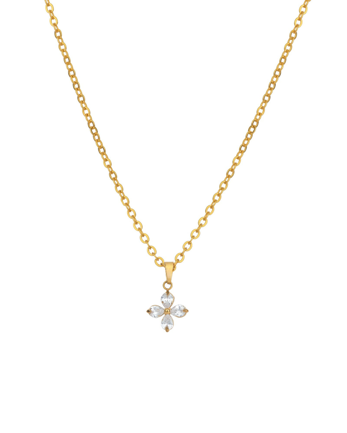 Lotus Flower Four Crystal Necklace