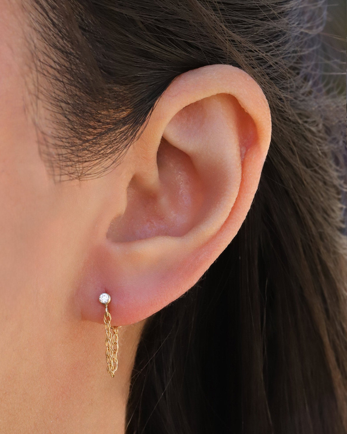 CZ Chain Link Single Stud