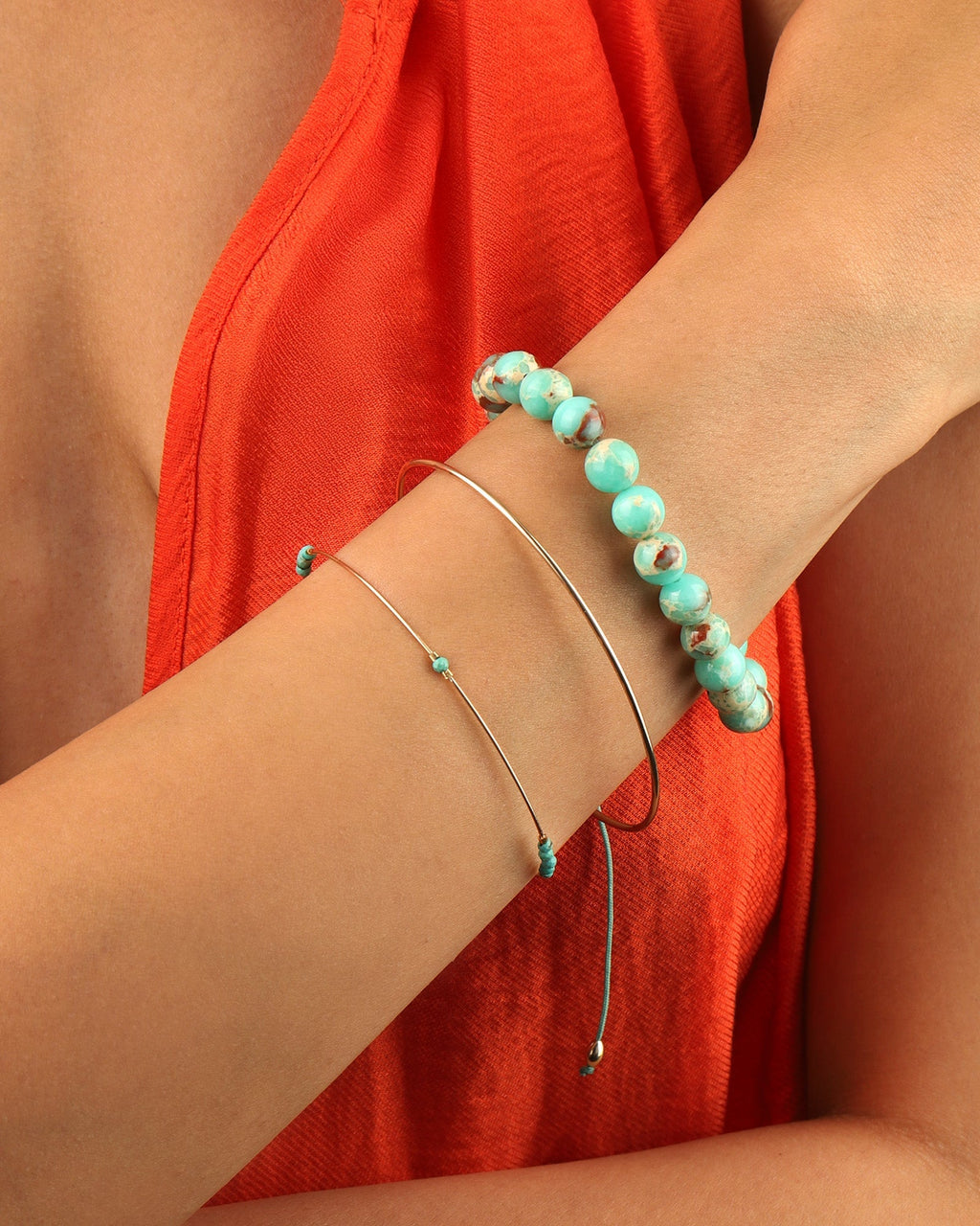 Green African Agate Bracelet  with Leather Tag