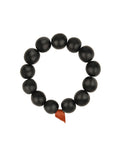 Mahogany Beaded & Leather Bracelet