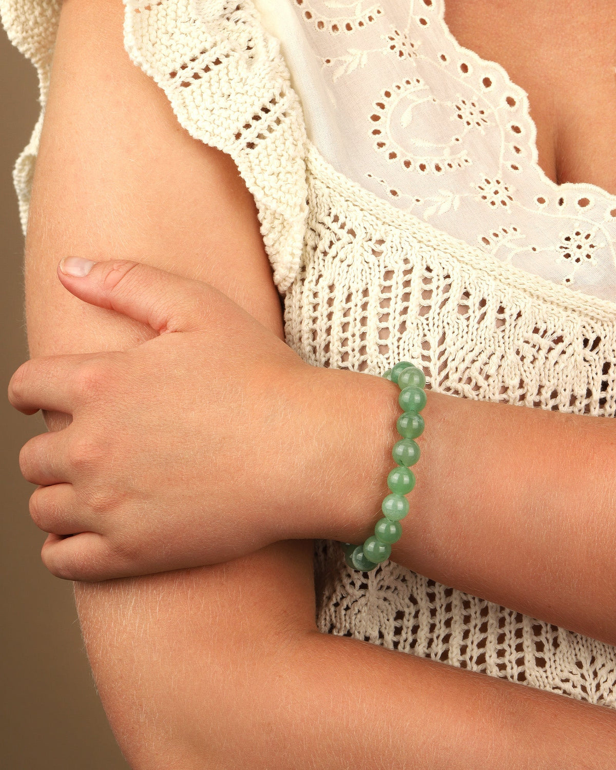Green Aventurine Beaded & Leather Bracelet