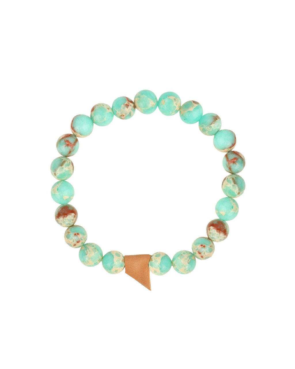 Green African Agate Bracelet  with Leather Tag