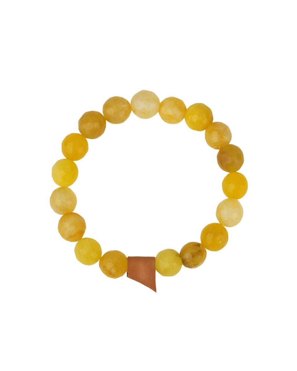 Yellow Agate Beaded & Leather Bracelet