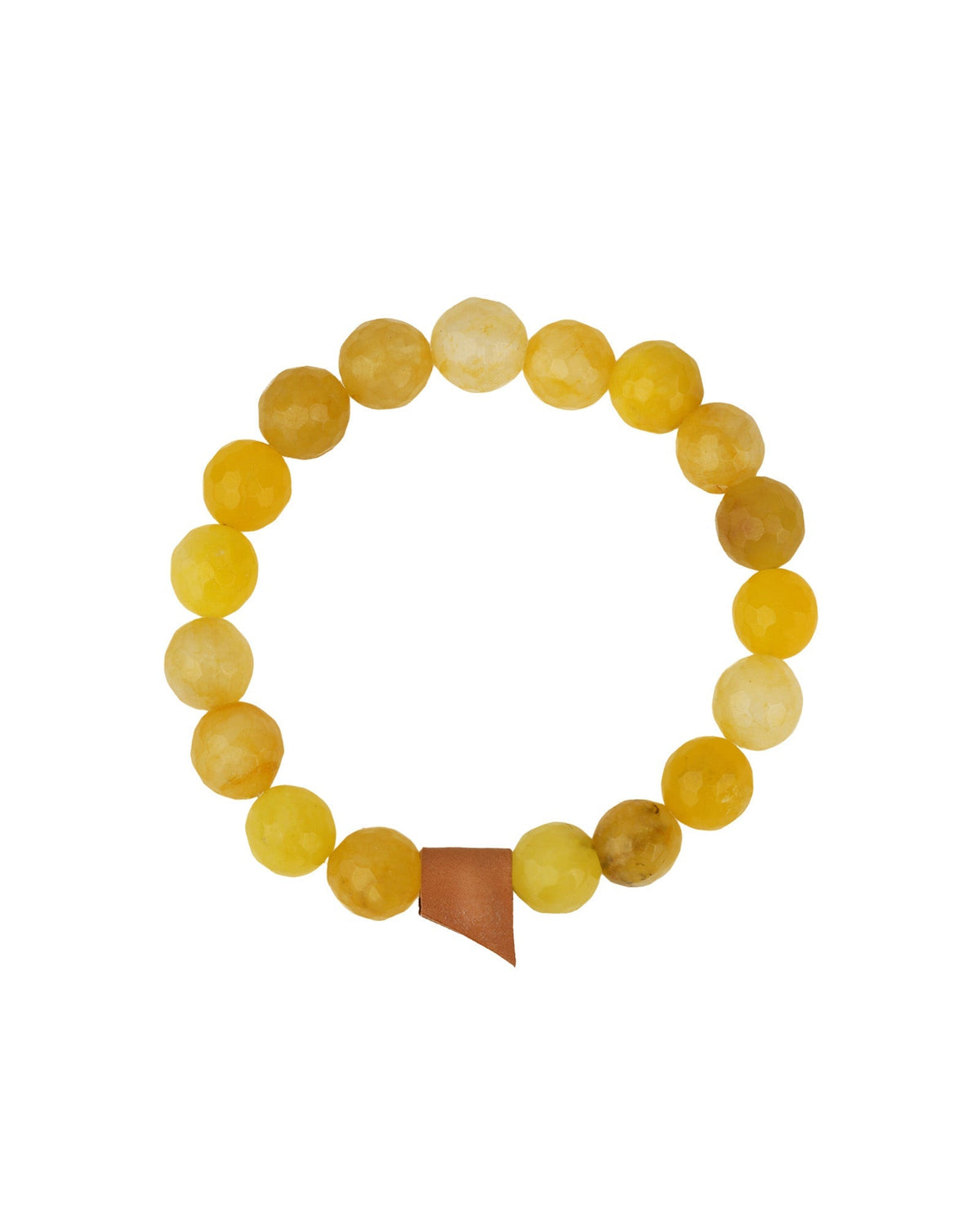 Yellow Agate Beaded & Leather Bracelet
