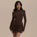 Pleated Long Sleeve Mini Dress