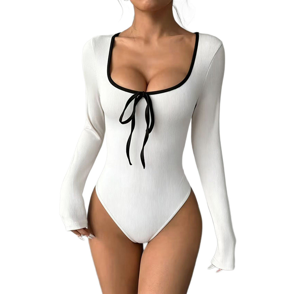 Lace Up Ribbed Playsuit