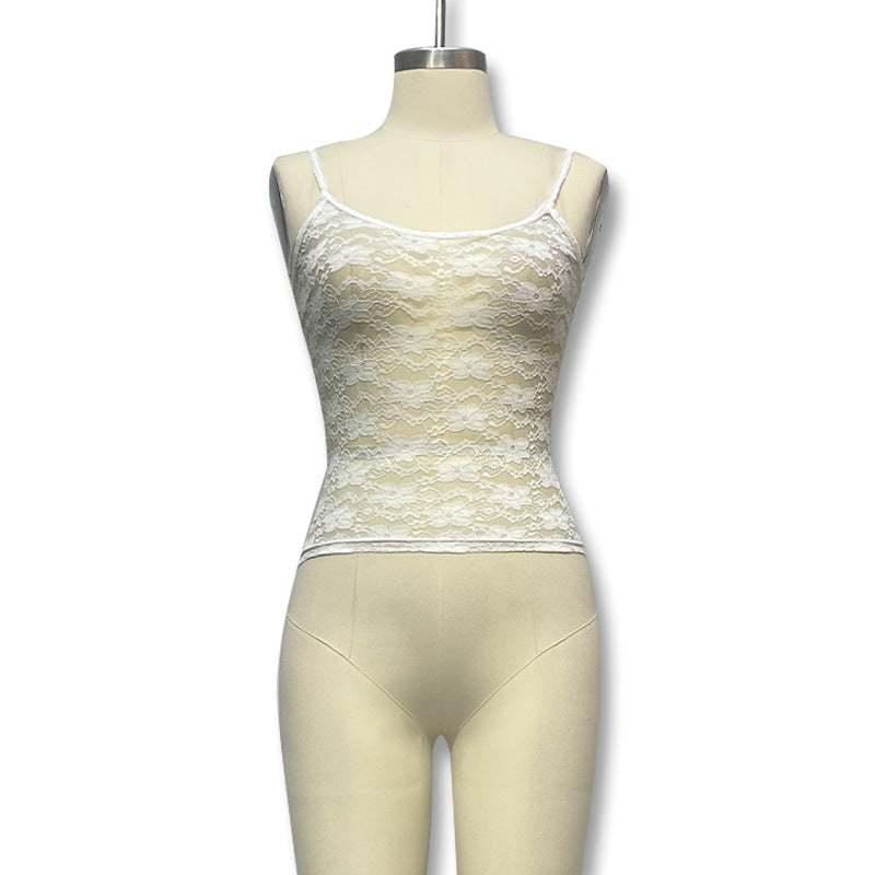 Sheer Lace Cami Crop Top