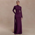 Turtleneck Pleated Bodycon Maxi Dress