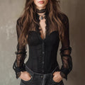 Velvet and Lace Button Top
