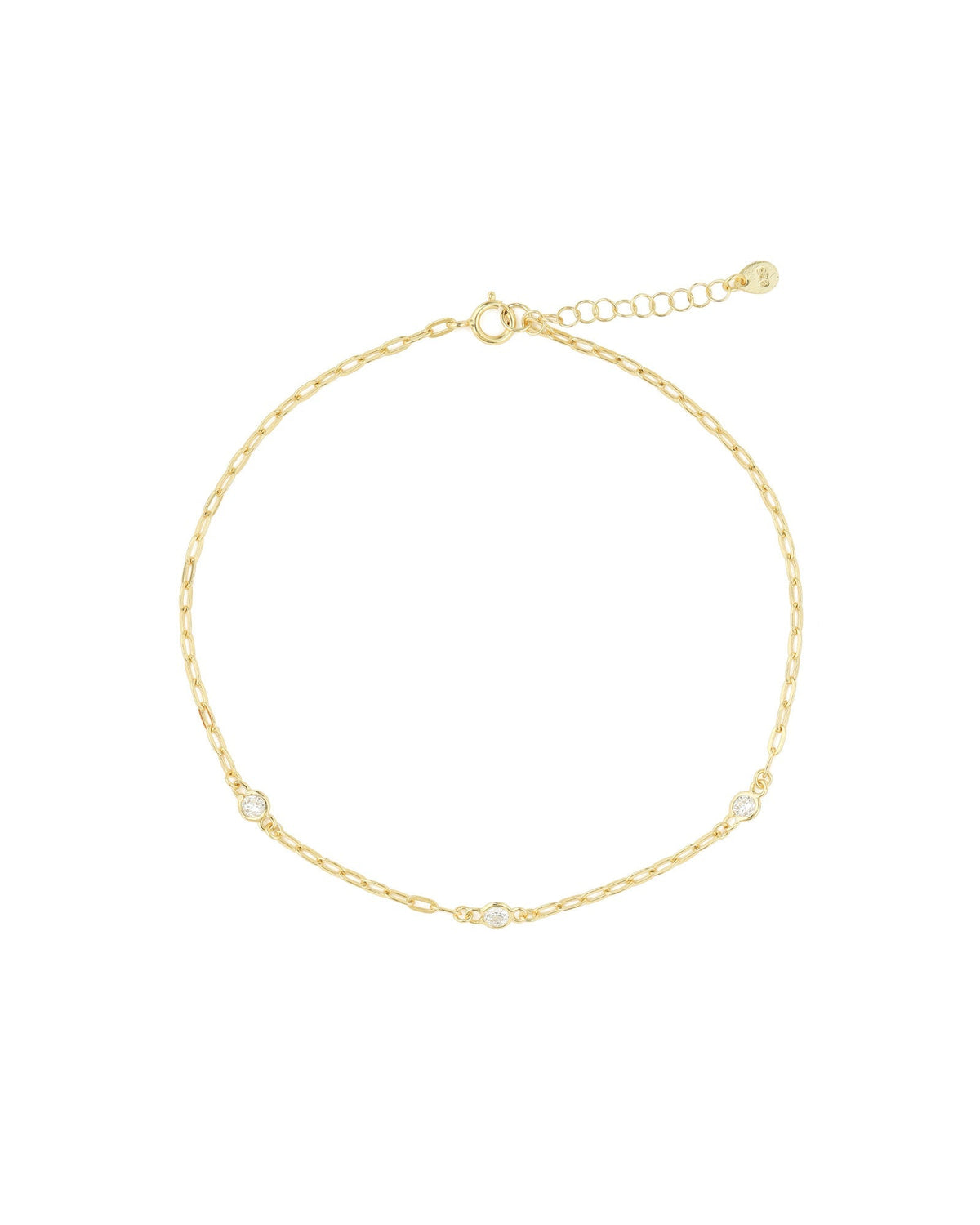 3 CZ Paperclip Chain Anklet