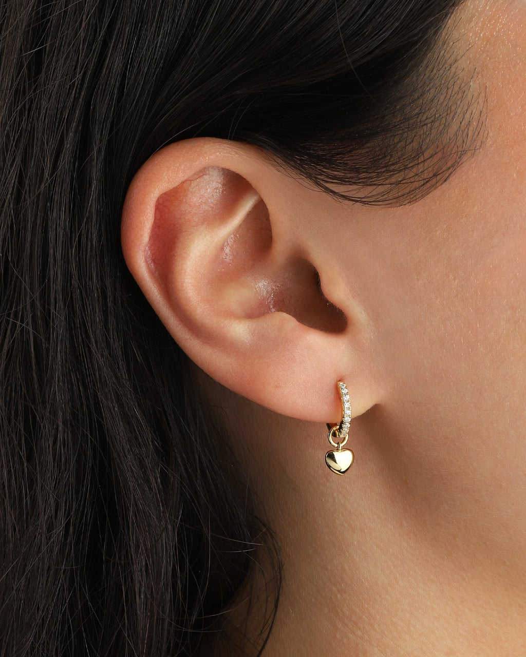 Pavé Drop Heart Huggie