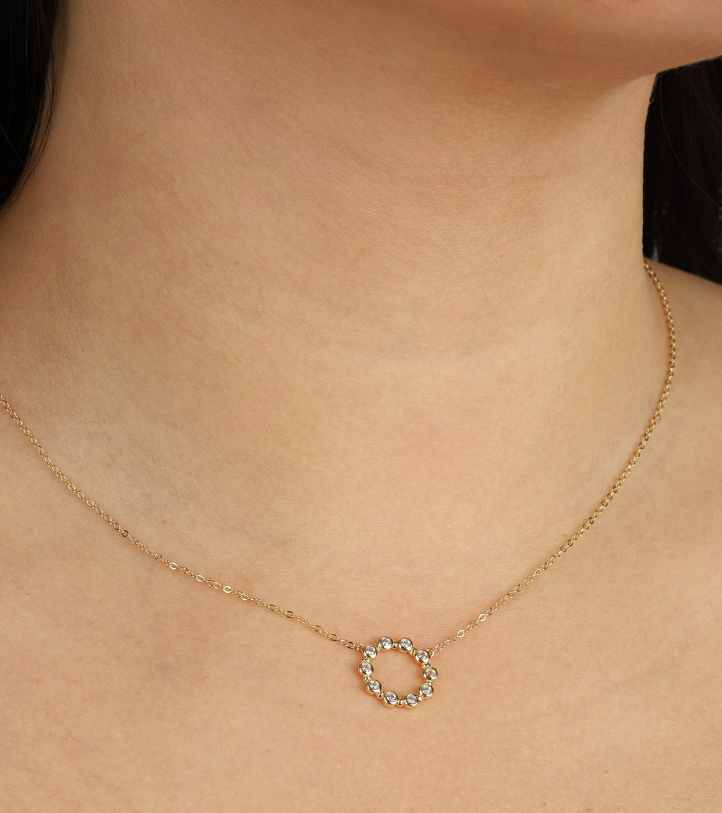 Open Circle CZ Necklace