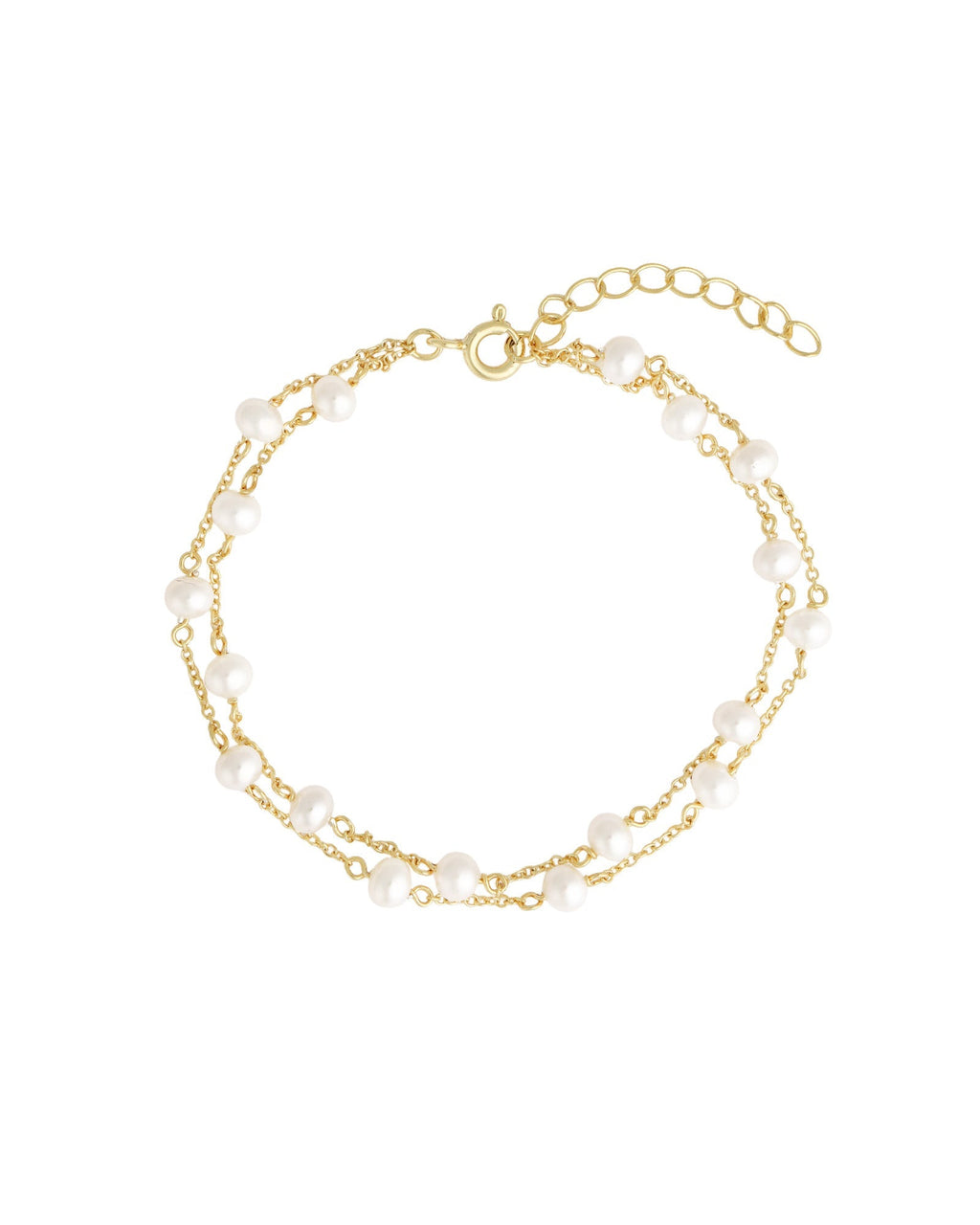 Double Row Pearl Station Bracelet