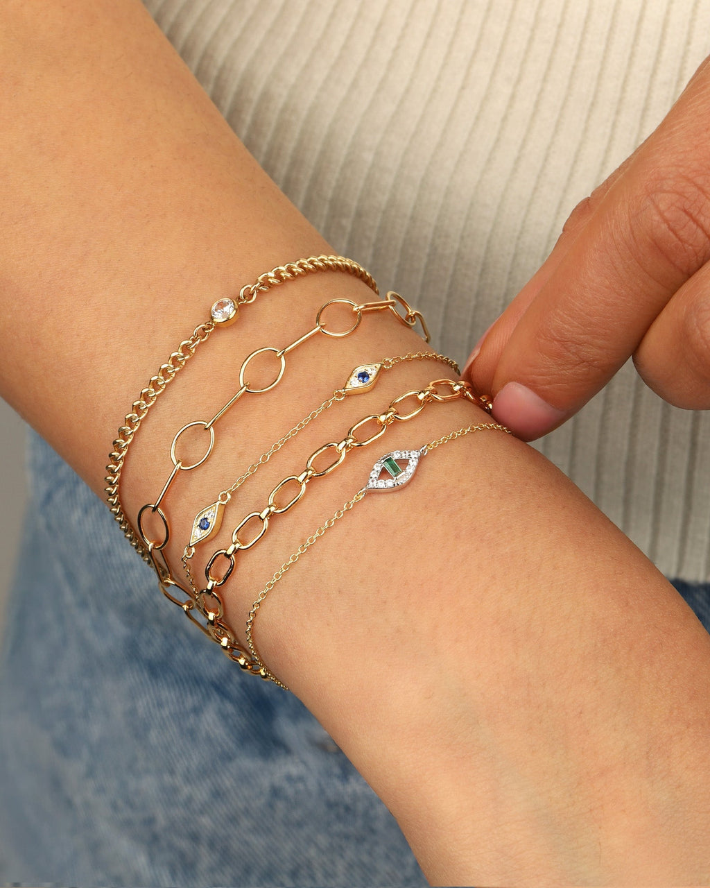 Emerald Cut Evil Eye Bracelet